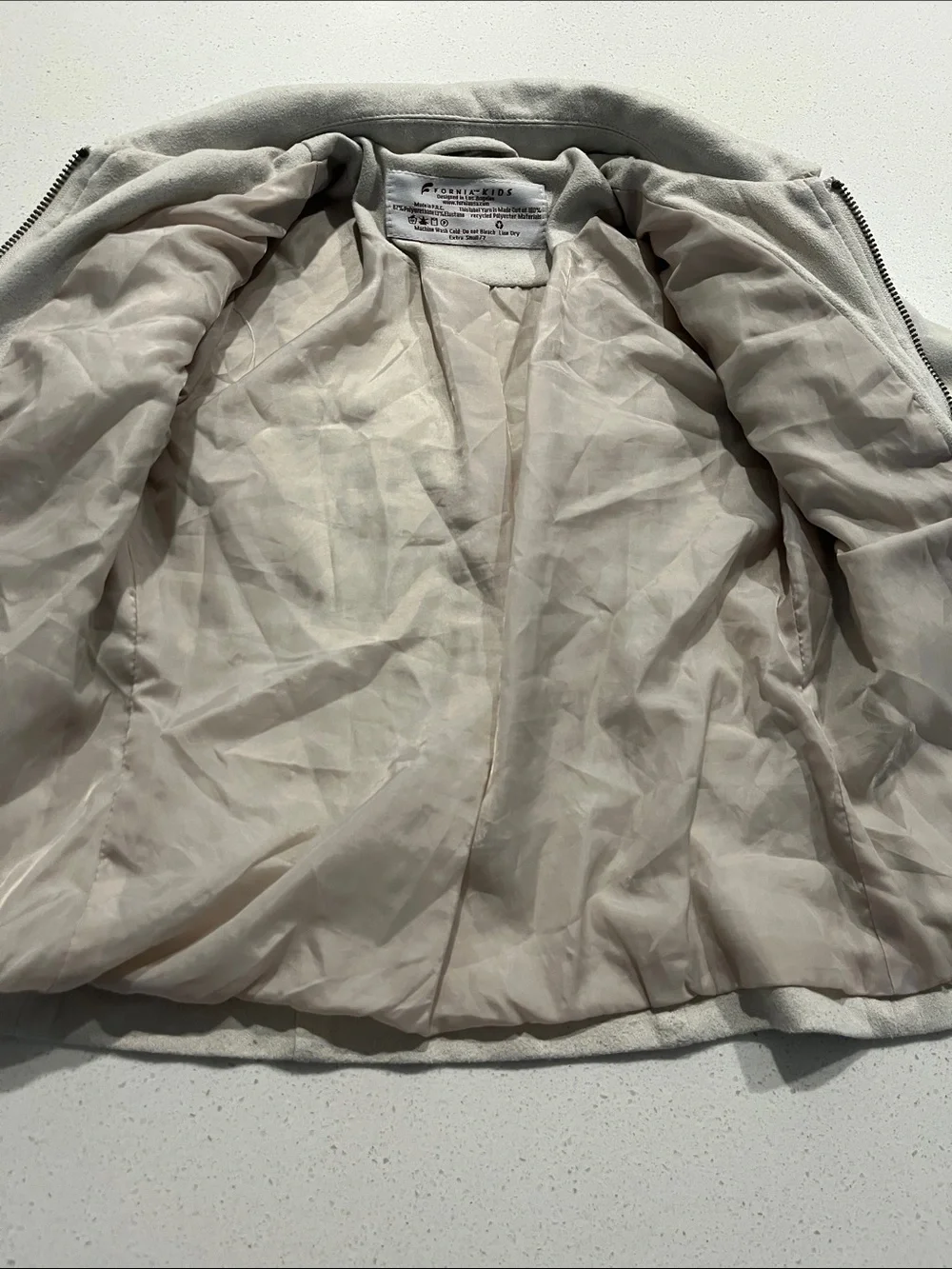 Fornia Kids Fringe Suede Zip-Front Jacket